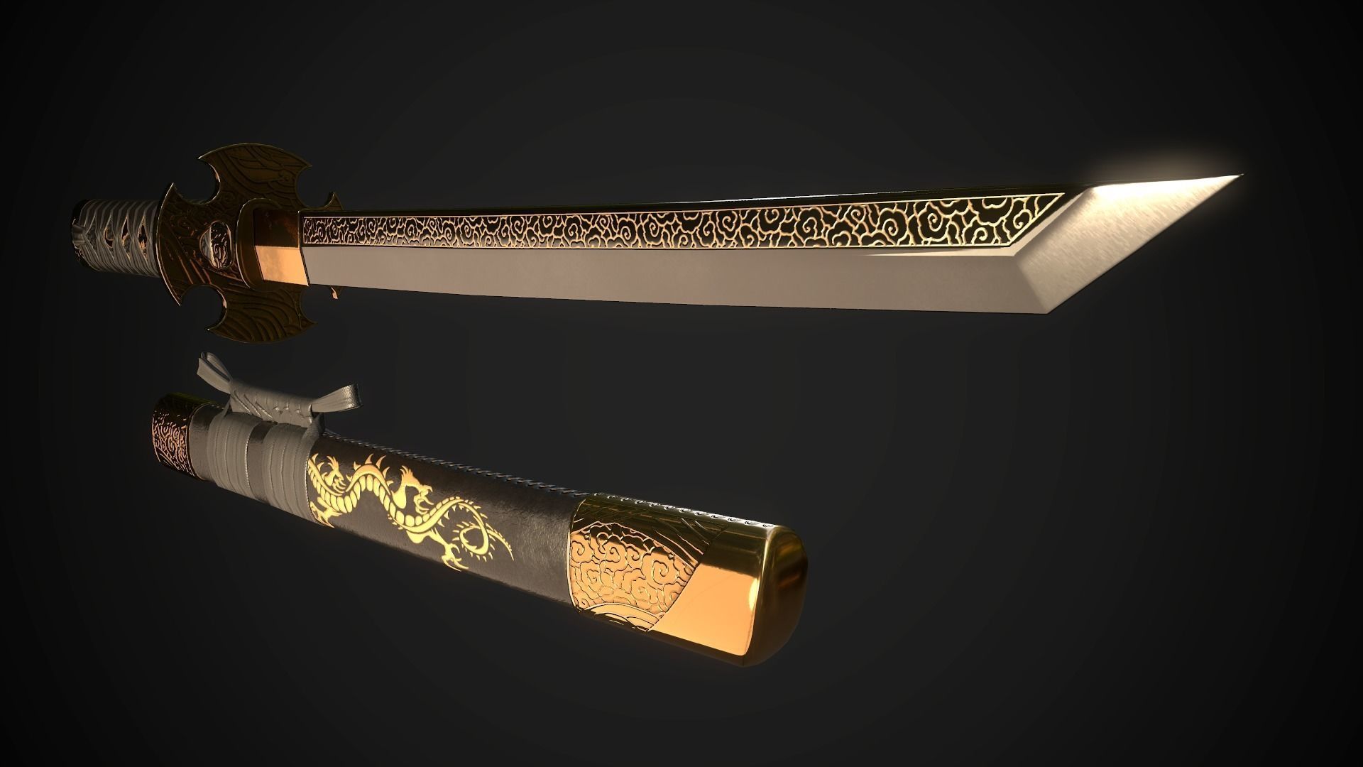 Collection of japanese swords Low-poly 3D model_82