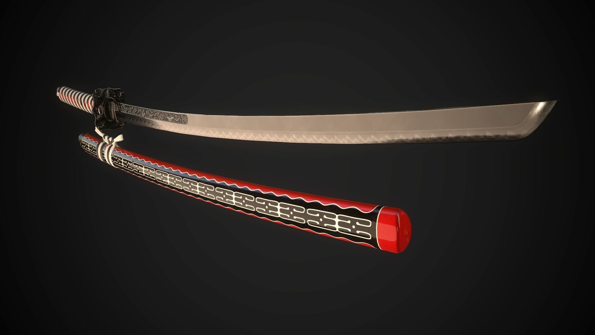 Collection of japanese swords Low-poly 3D model_27