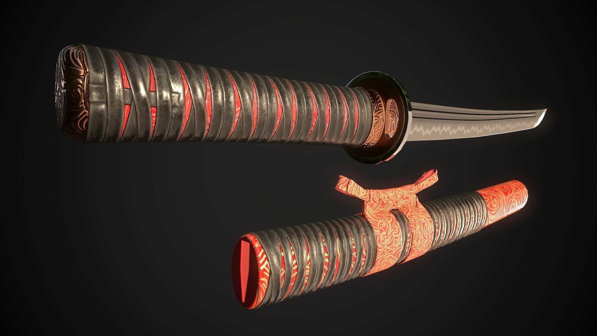 Collection of japanese swords Low-poly 3D model_51