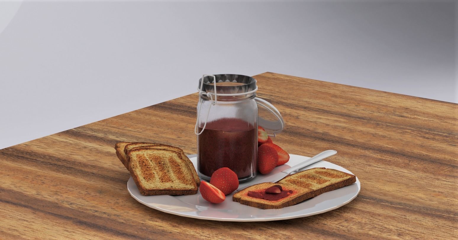 Bread Jam Low-poly 3D model_1