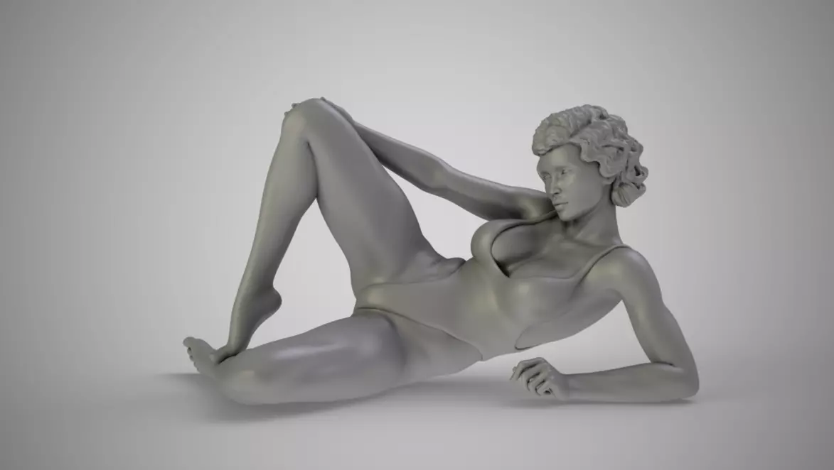 Girl Sitting on The Beach 3D print model