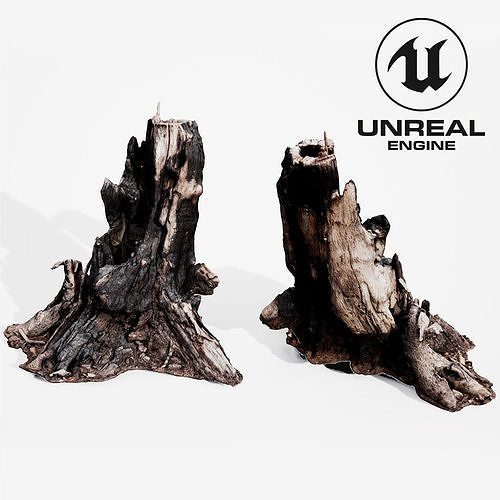 Realistic Stump 01- UE4 Asset and FBX Files Low-poly 3D model Free 3D model