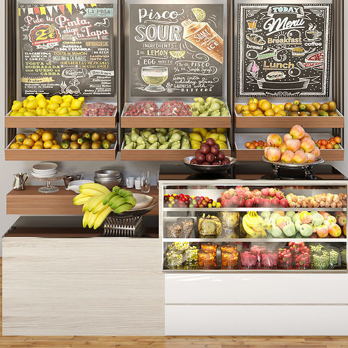Showcase Fruits and Vegetables 3D model