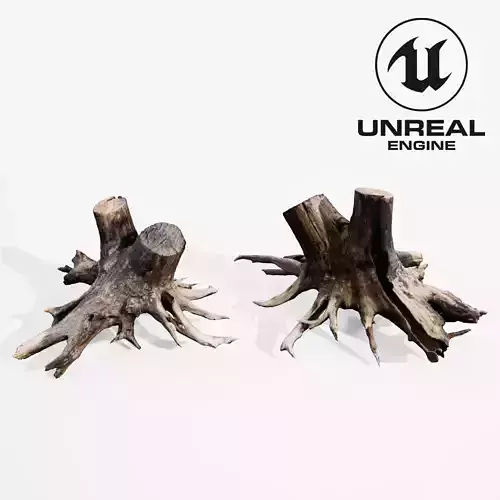 Realistic Stump 04- UE4 Asset and FBX Files Low-poly 3D model Low-poly 3D model