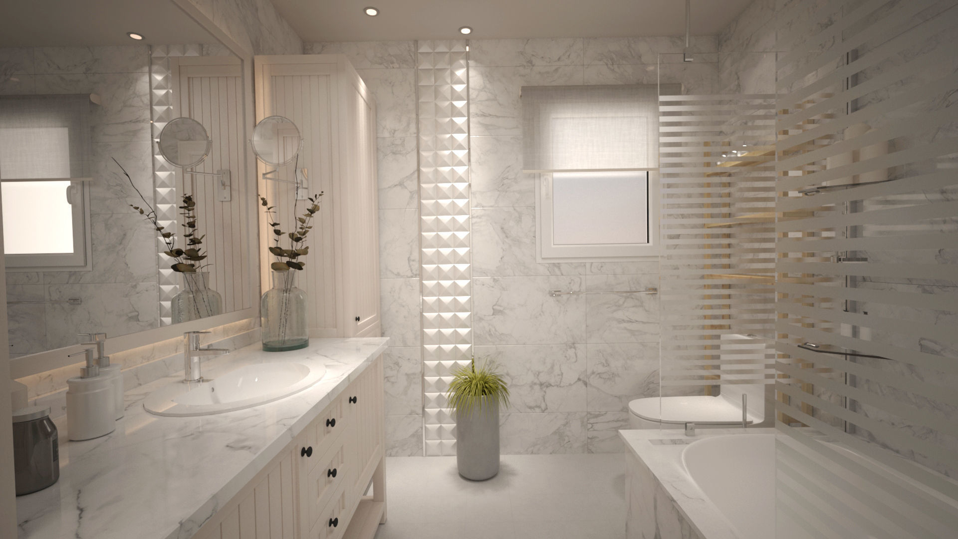 Bathroom with vanity and mirror 3D model_1