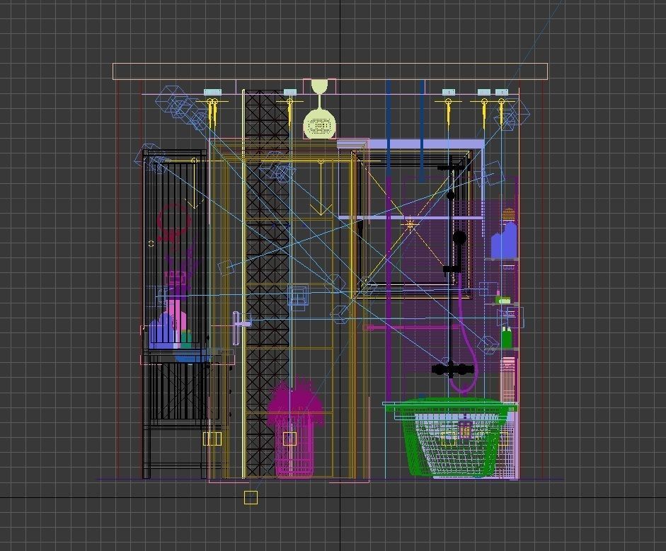 Bathroom with vanity and mirror 3D model_3