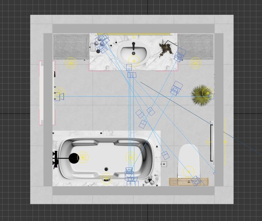 Bathroom with vanity and mirror 3D model_4