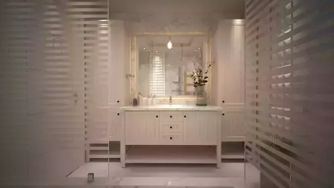 Bathroom with vanity and mirror