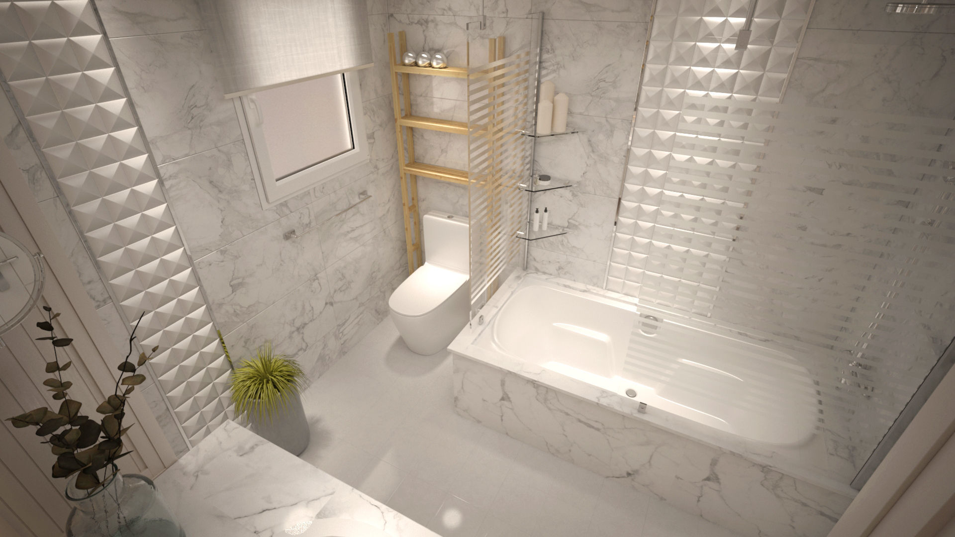 Bathroom with vanity and mirror 3D model_2
