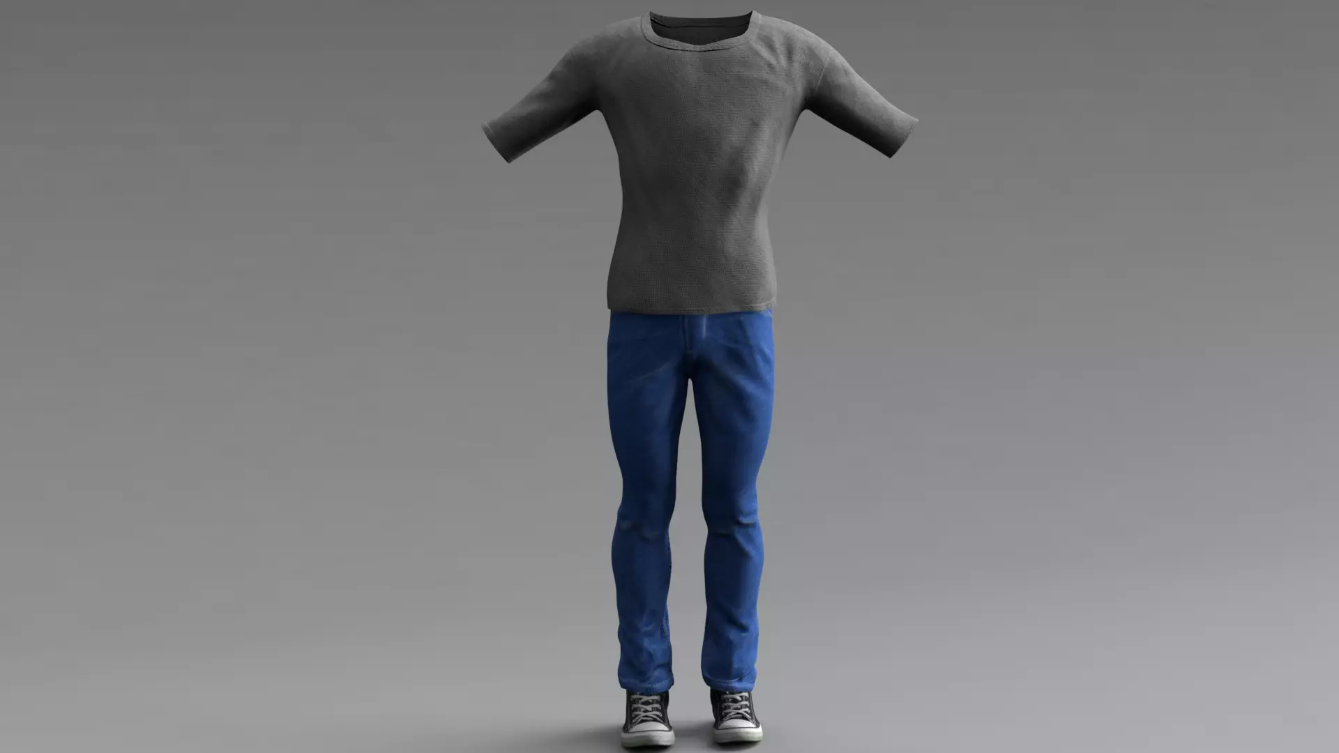 Clothing Set mannequin wearing jeans and shirt Low-poly 3D model_0