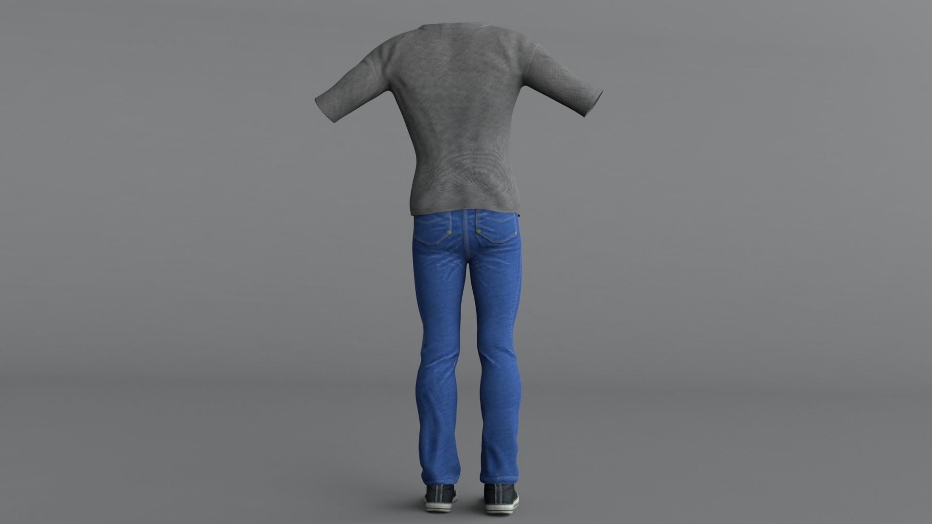 Clothing Set mannequin wearing jeans and shirt Low-poly 3D model_3