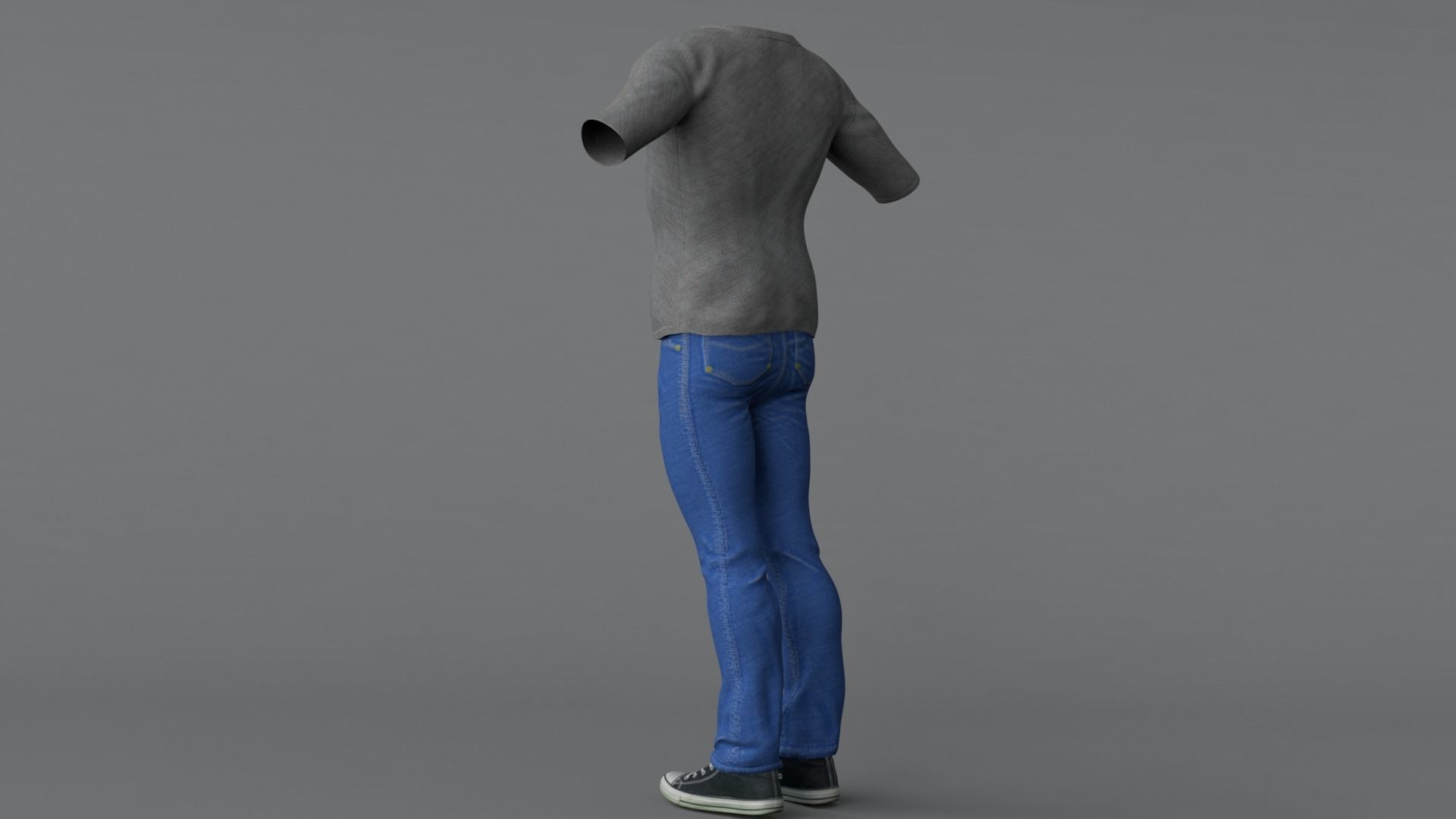 Clothing Set mannequin wearing jeans and shirt Low-poly 3D model_4