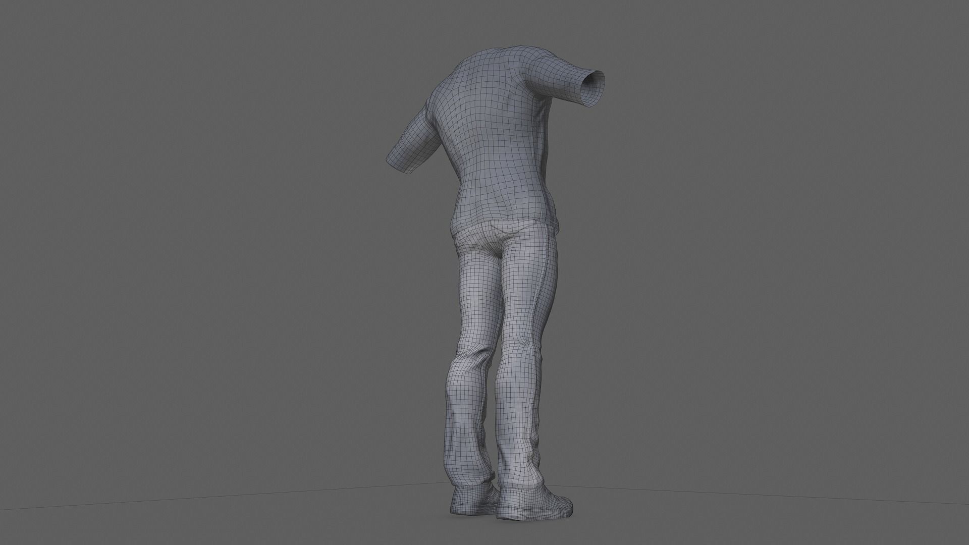 Clothing Set mannequin wearing jeans and shirt Low-poly 3D model_7