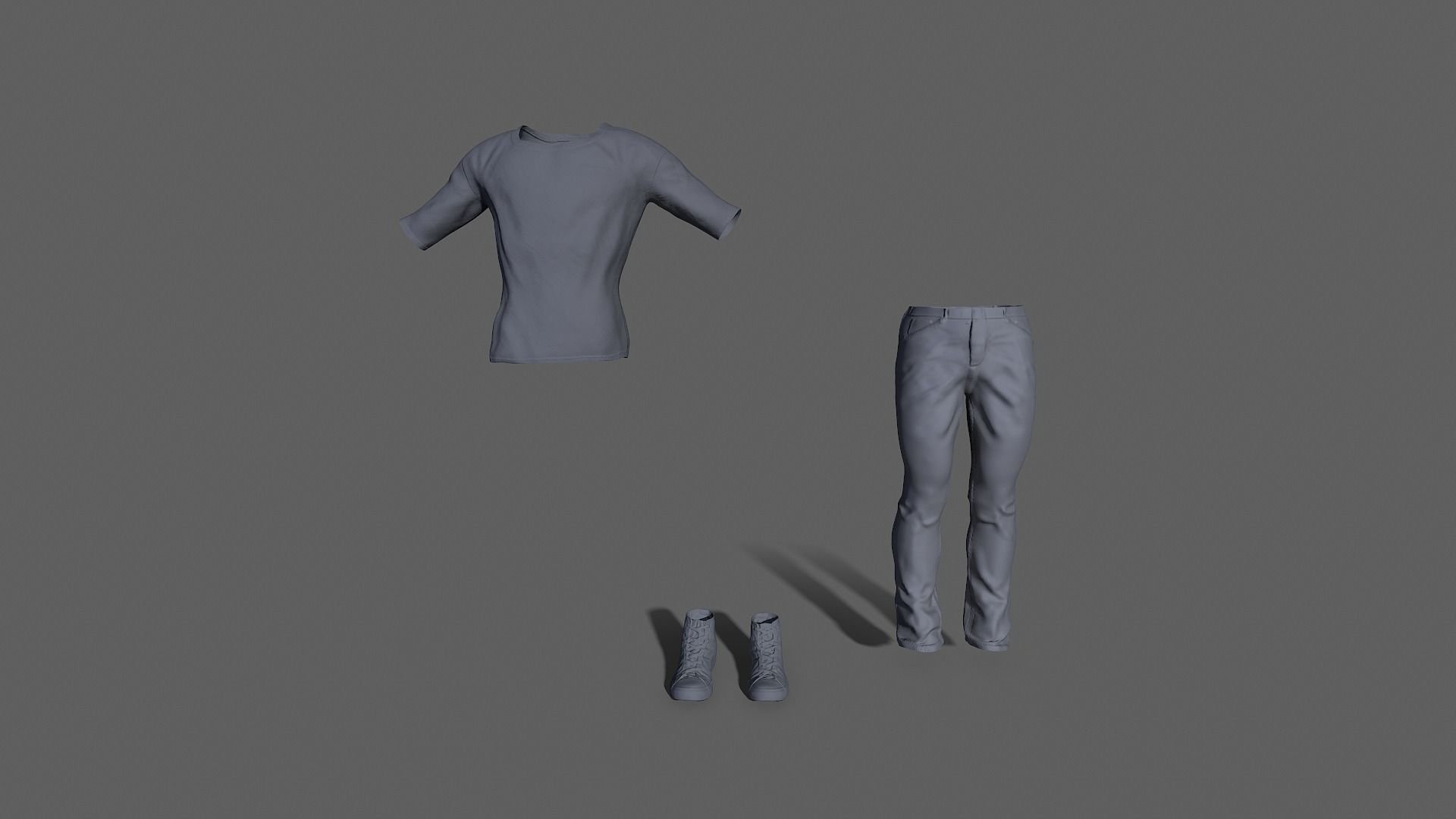 Clothing Set mannequin wearing jeans and shirt Low-poly 3D model_8