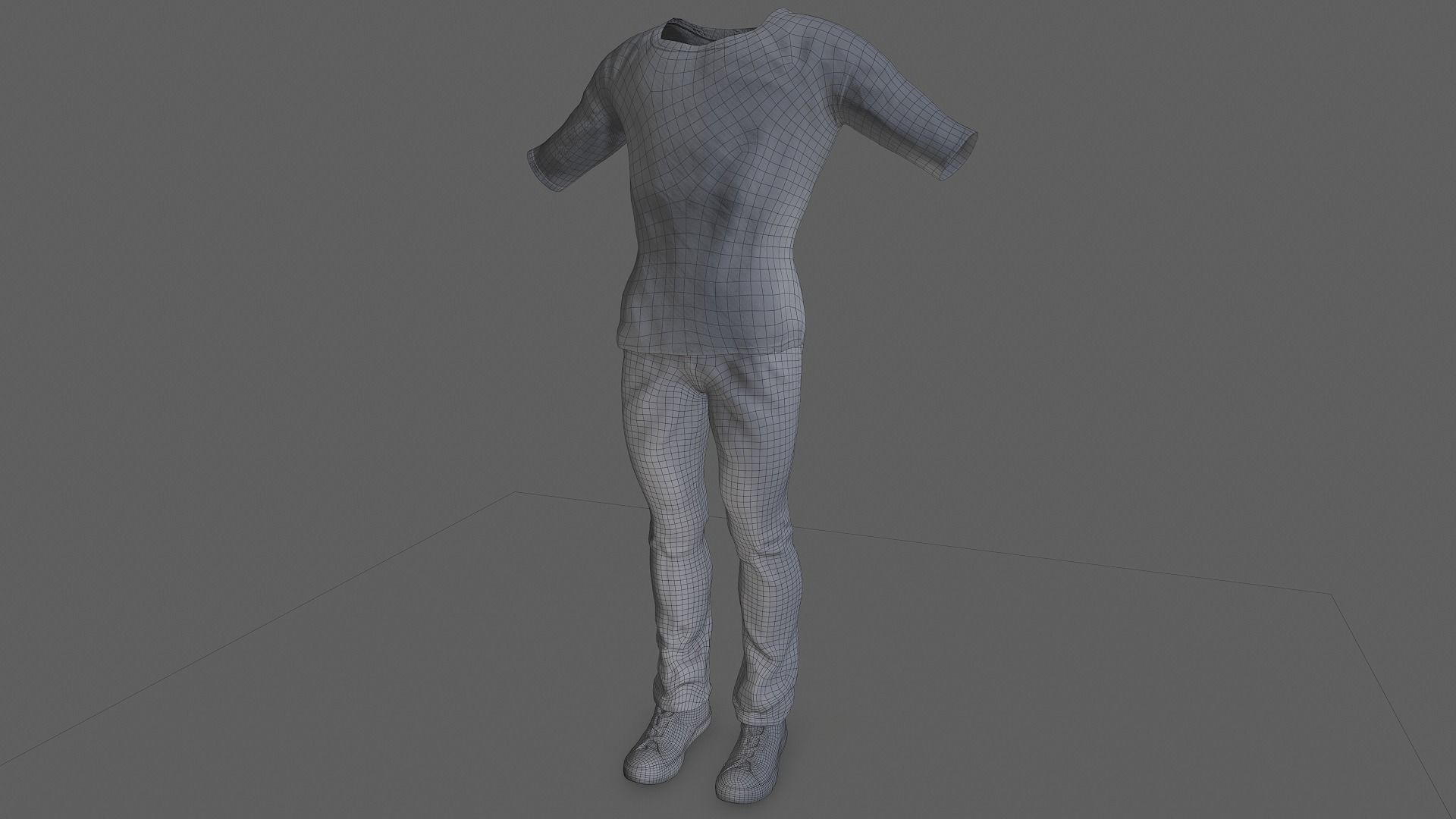Clothing Set mannequin wearing jeans and shirt Low-poly 3D model_6