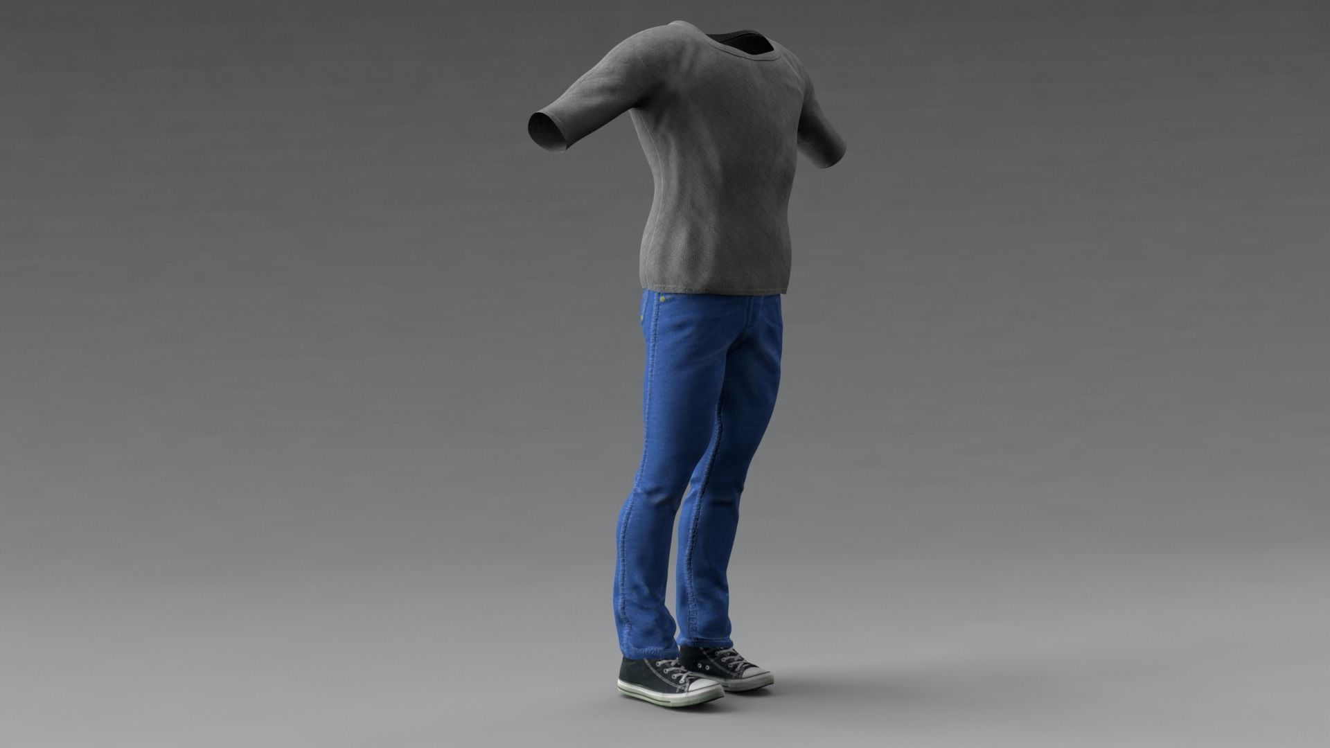 Clothing Set mannequin wearing jeans and shirt Low-poly 3D model_1