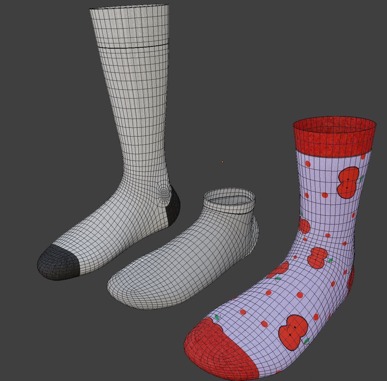 Full Mockup for socks Low-poly 3D model_4