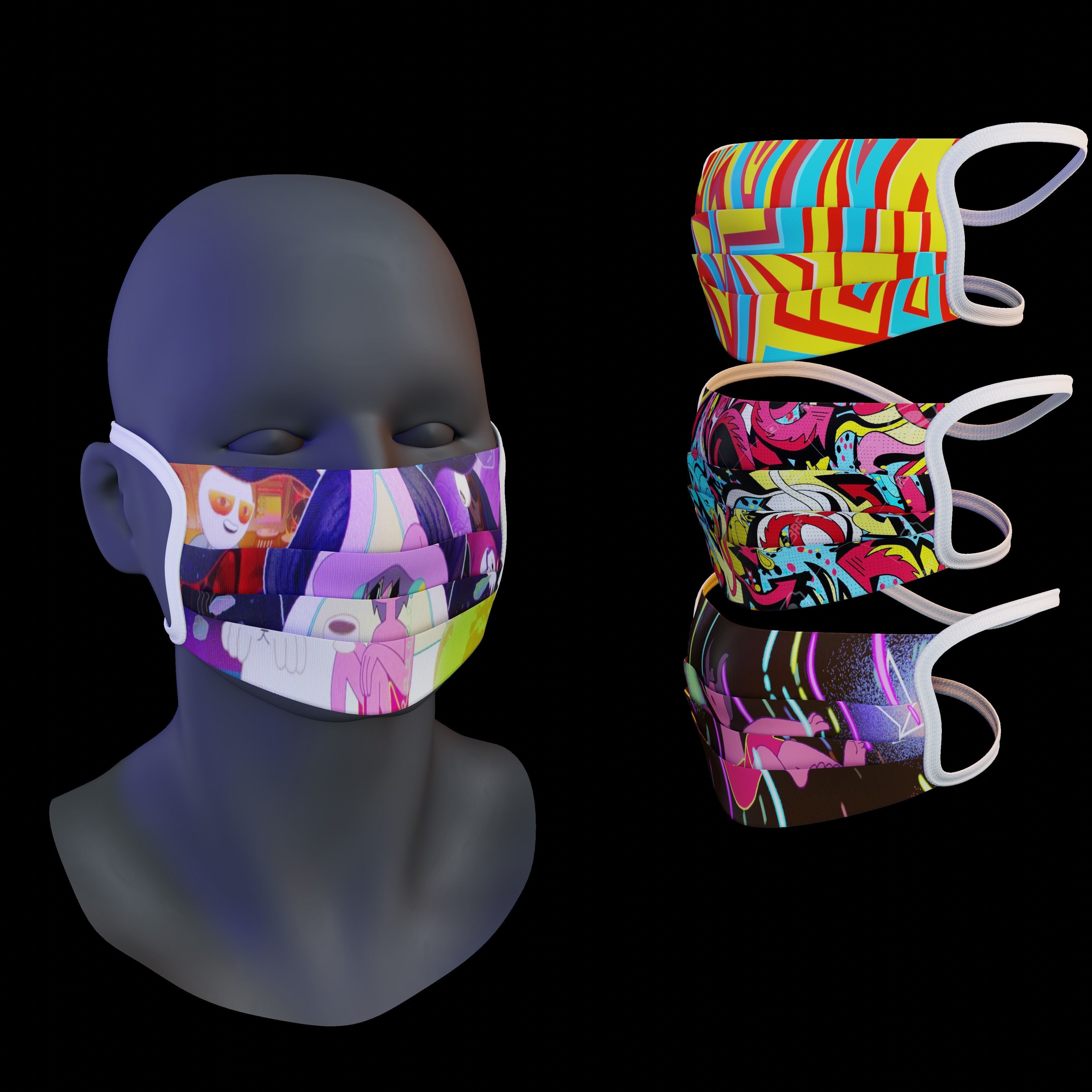 Custom Medical Antiviral Mockup Model Mask - 3D Model - Blender Low-poly 3D model_11