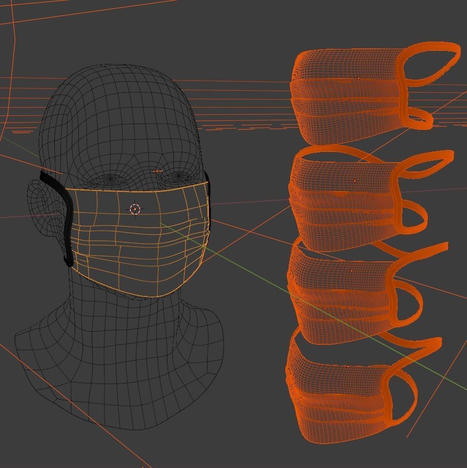 Custom Medical Antiviral Mockup Model Mask - 3D Model - Blender Low-poly 3D model_10