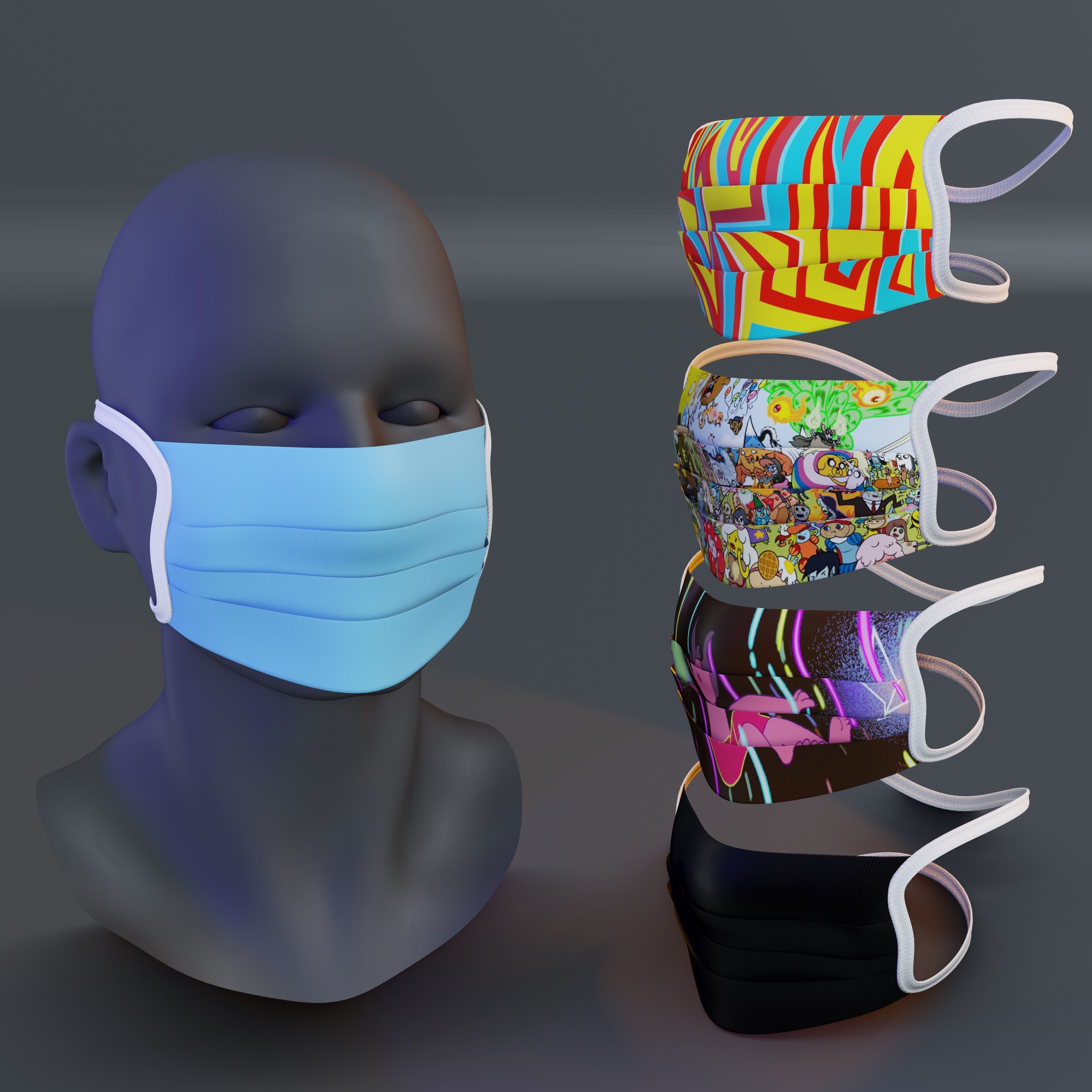 Custom Medical Antiviral Mockup Model Mask - 3D Model - Blender Low-poly 3D model_2