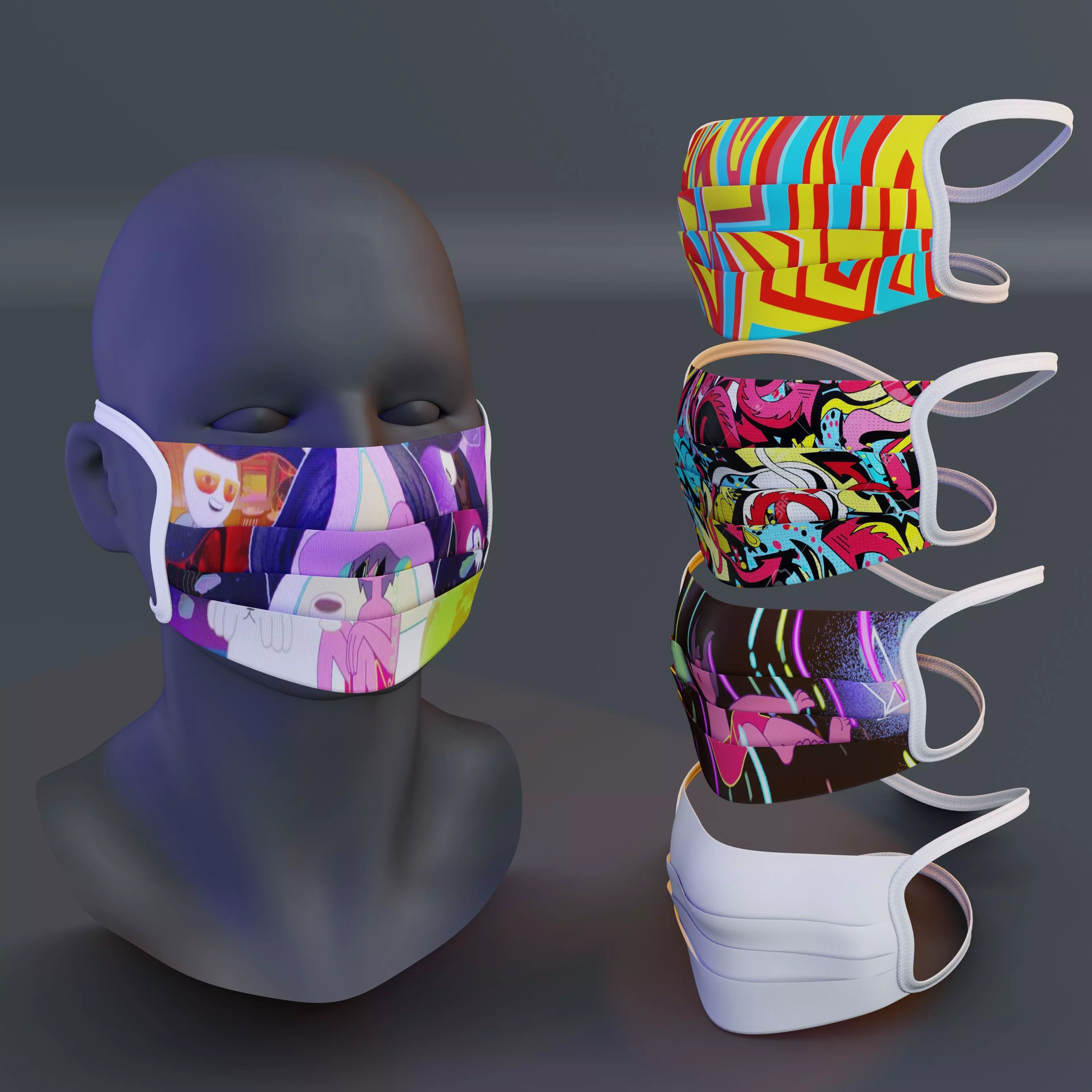 Custom Medical Antiviral Mockup Model Mask - 3D Model - Blender Low-poly 3D model_0