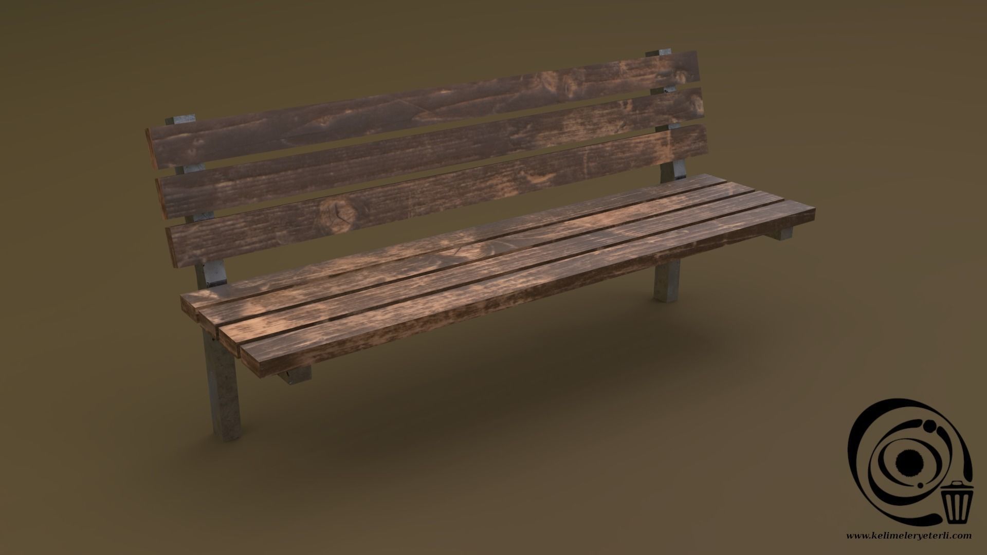 Bench Set 8M1T 01 Low-poly 3D model_9