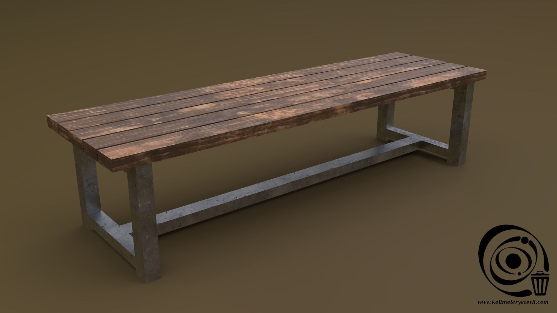 Bench Set 8M1T 01 Low-poly 3D model_2