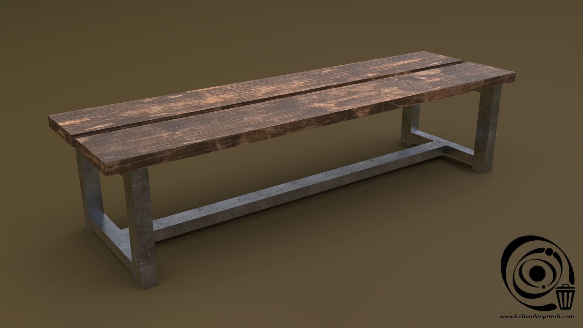 Bench Set 8M1T 01 Low-poly 3D model_6