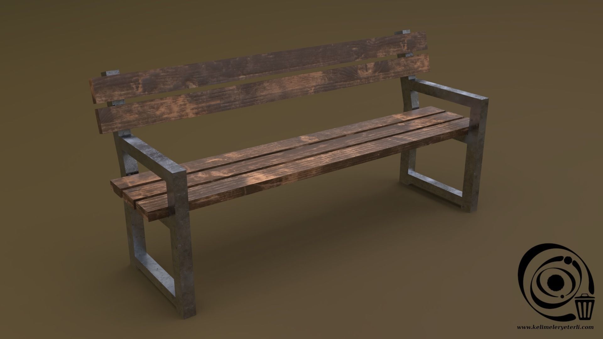 Bench Set 8M1T 01 Low-poly 3D model_7