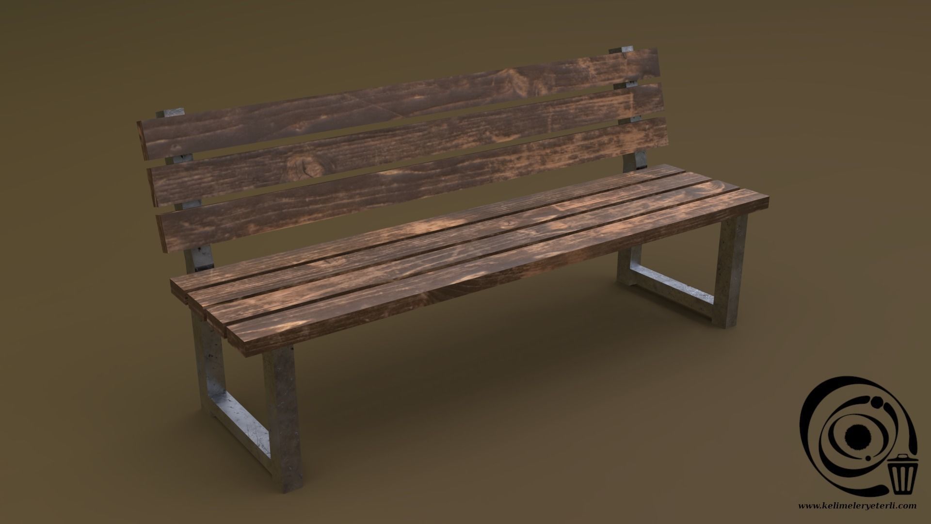 Bench Set 8M1T 01 Low-poly 3D model_8