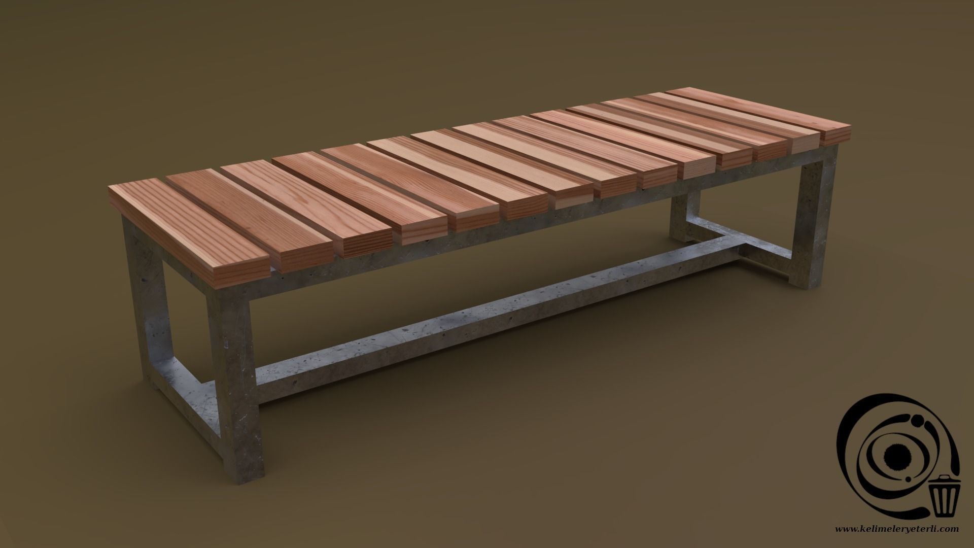 Bench Set 8M1T 02 Low-poly 3D model_3
