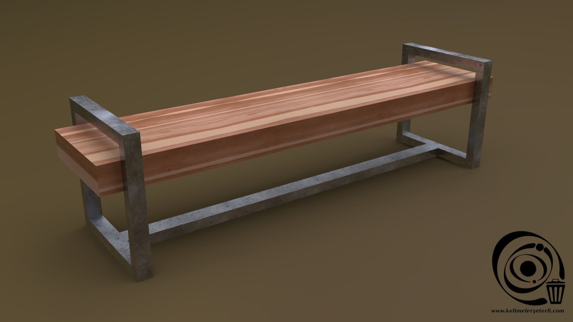 Bench Set 8M1T 02 Low-poly 3D model_5