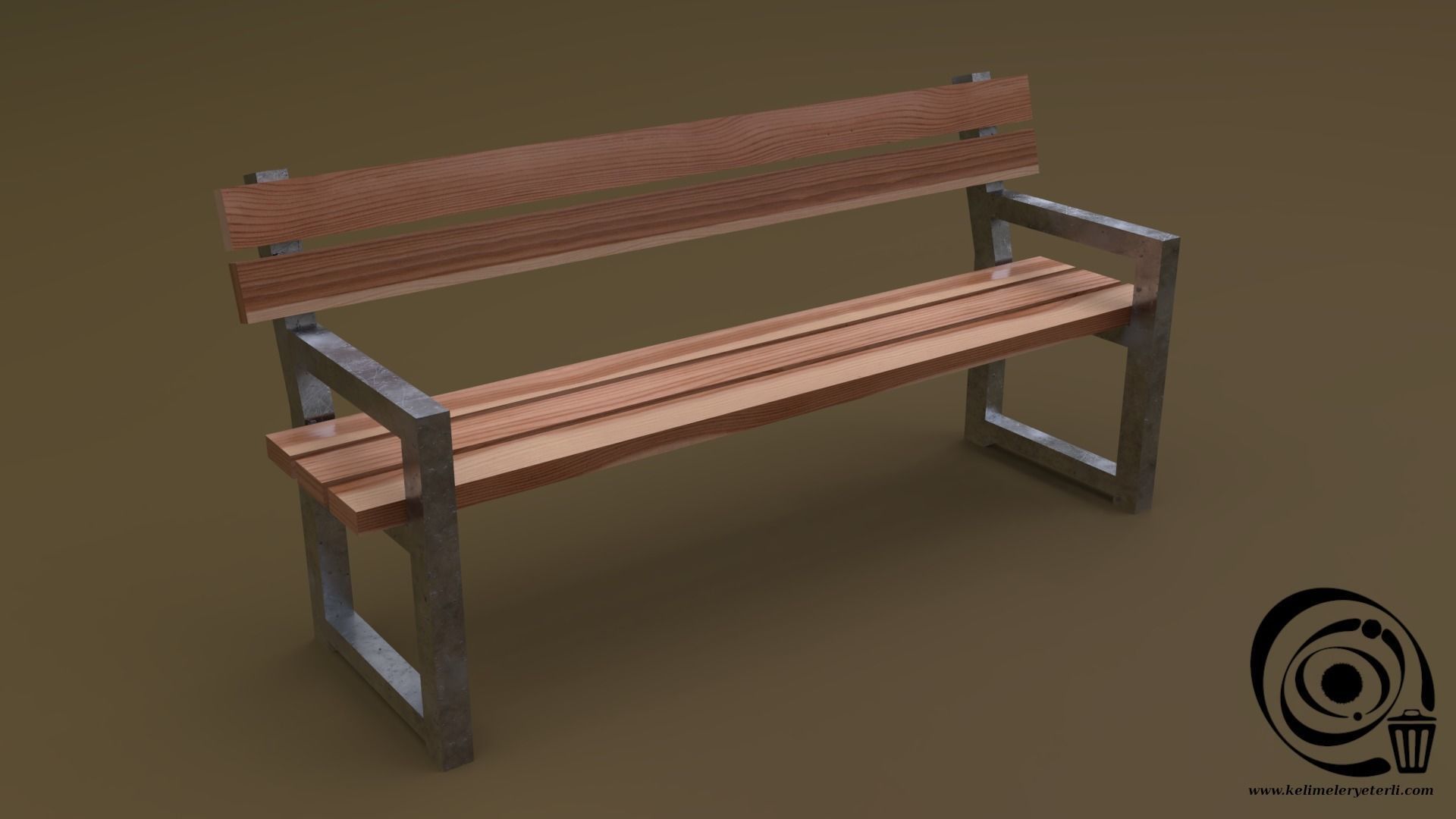 Bench Set 8M1T 02 Low-poly 3D model_7