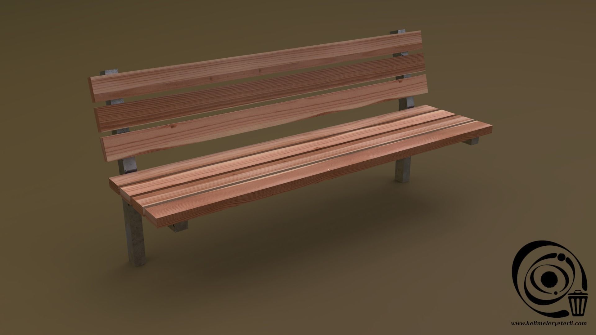 Bench Set 8M1T 02 Low-poly 3D model_9