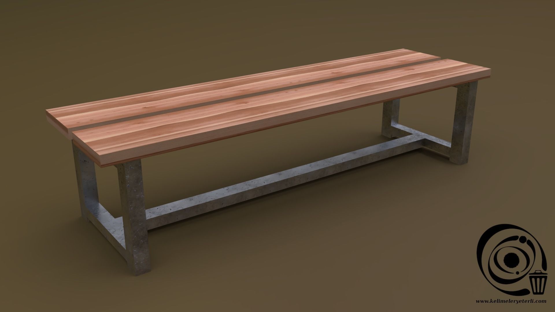Bench Set 8M1T 02 Low-poly 3D model_6