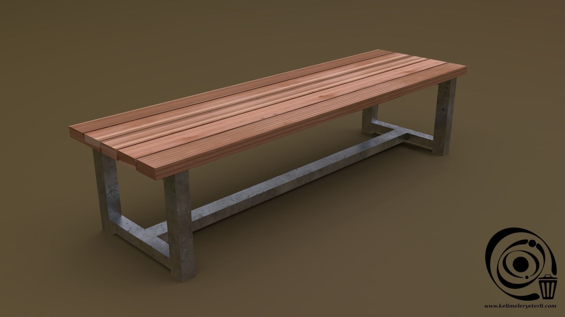 Bench Set 8M1T 02 Low-poly 3D model_2