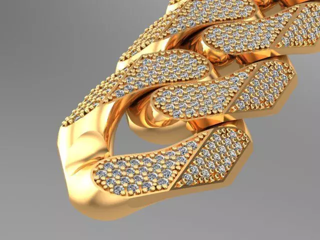 cuban Chain  necklace  bracelet diamond and lock just STL 3D model_0