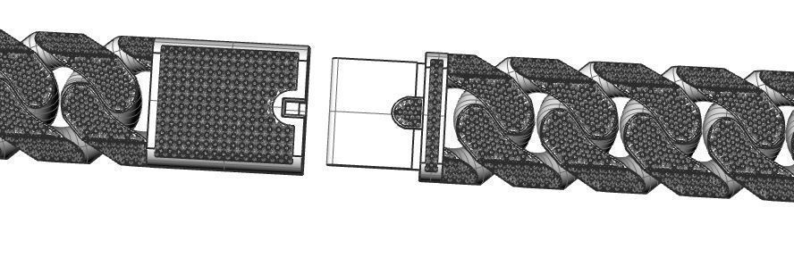 cuban Chain  necklace  bracelet diamond and lock just STL 3D model_12