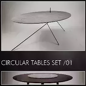 Circular Tables Set 01 UE4 Low-poly 3D model