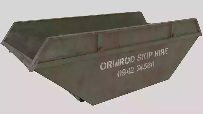 Low poly Skip PBR dump truck