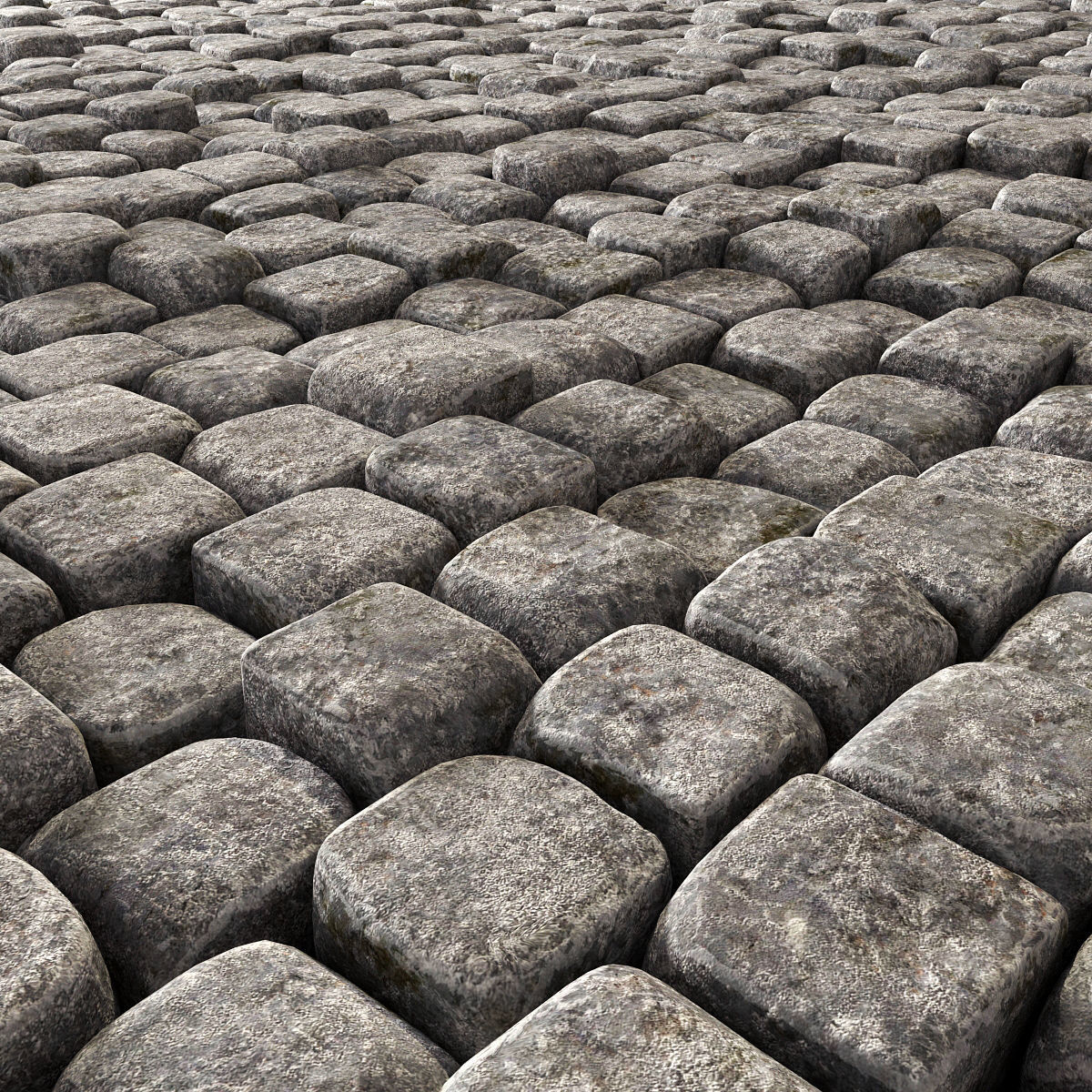 Paving old stone granite 3D model_1
