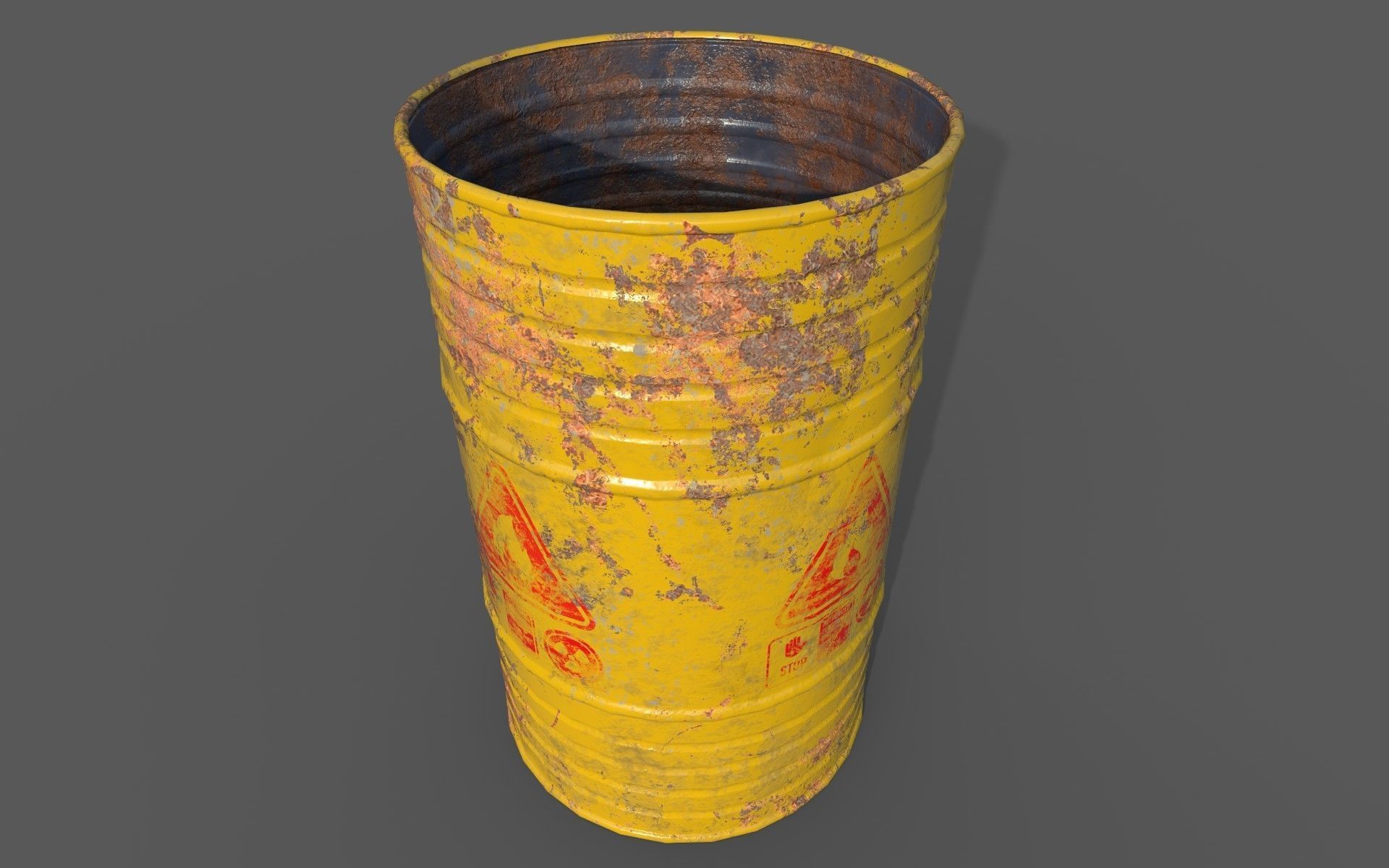 Chemical Old Barrel Low-poly 3D model_12