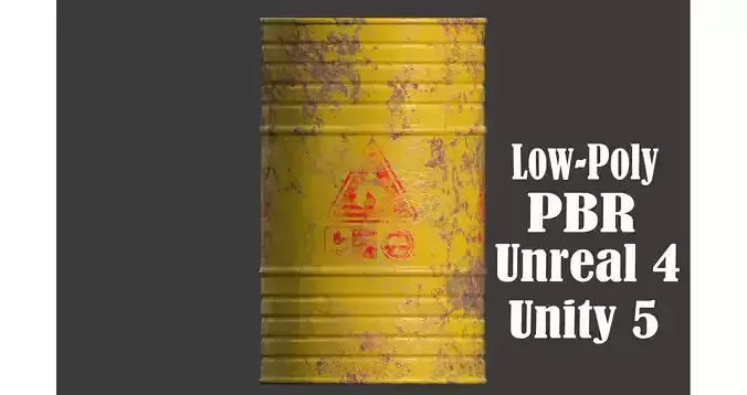 Chemical Old Barrel Low-poly 3D model