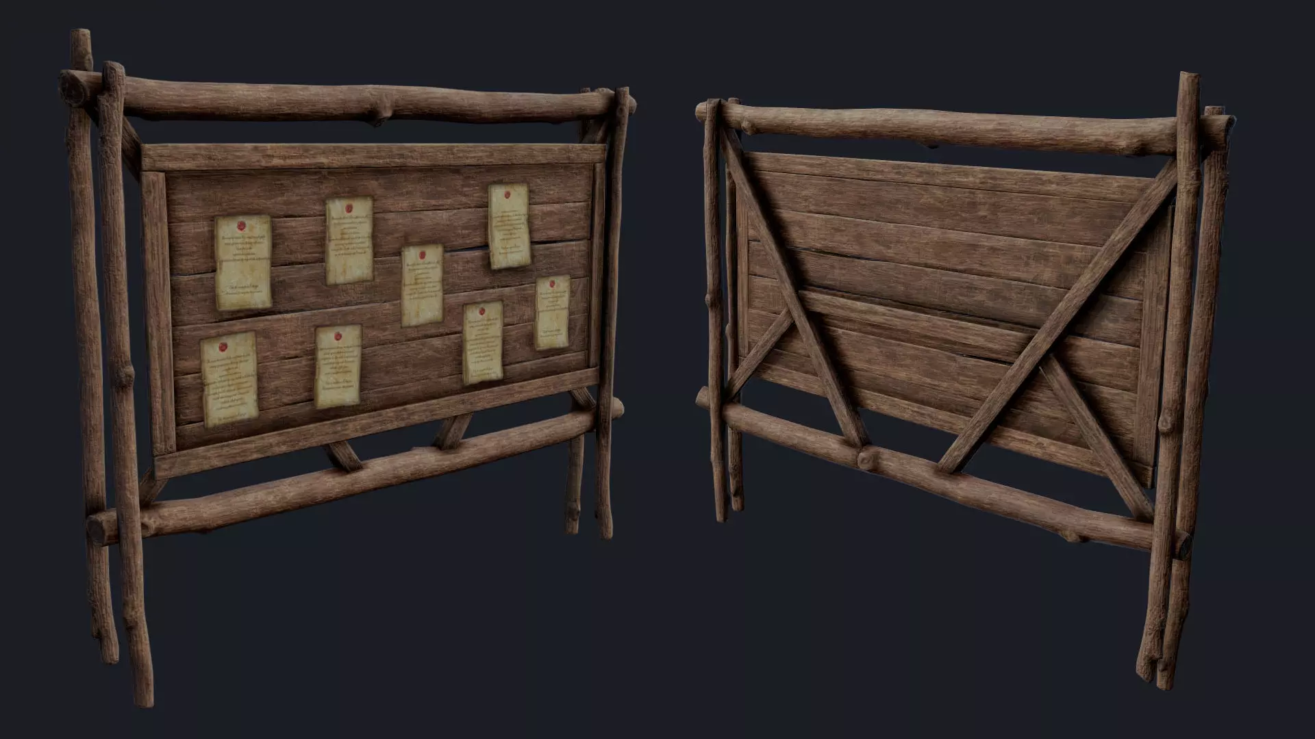 Quest Board Low-poly 3D model_0