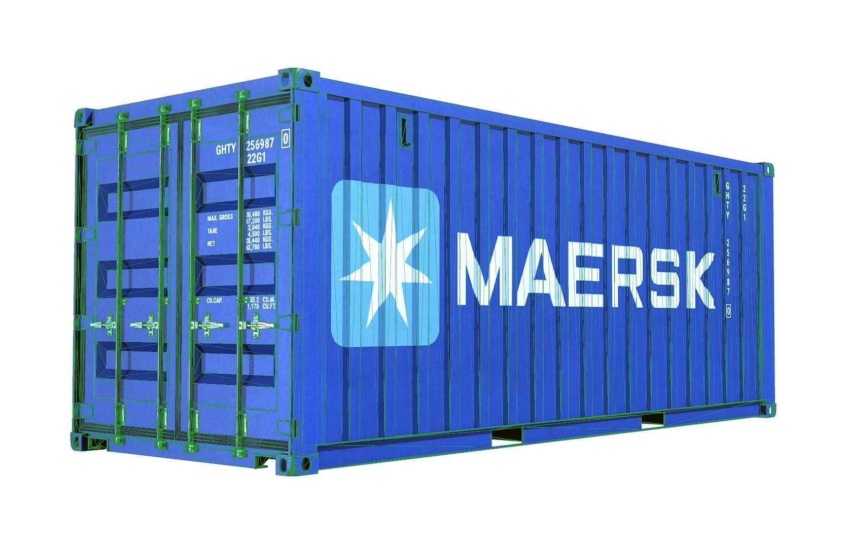 Container Dry Van 20 Low-poly 3D model_7