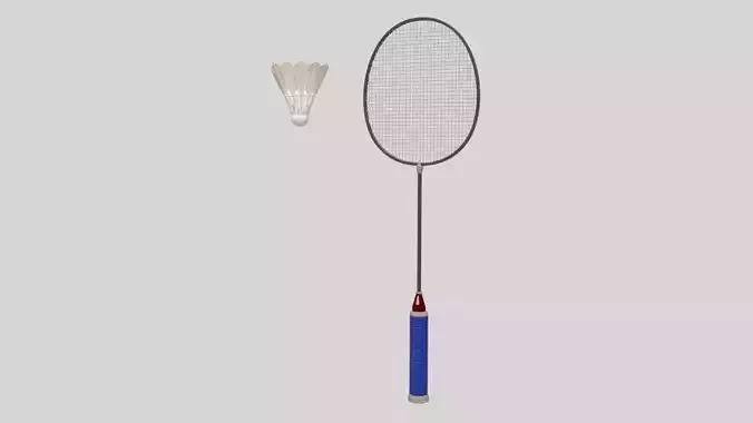Badminton Set racket and shuttlecock 3D model