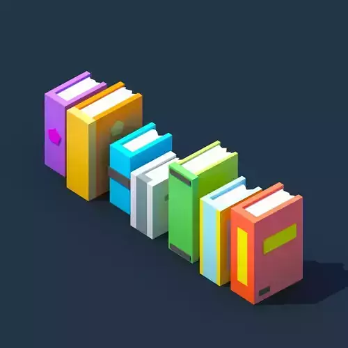 Low Poly Books stacked Low-poly 3D model