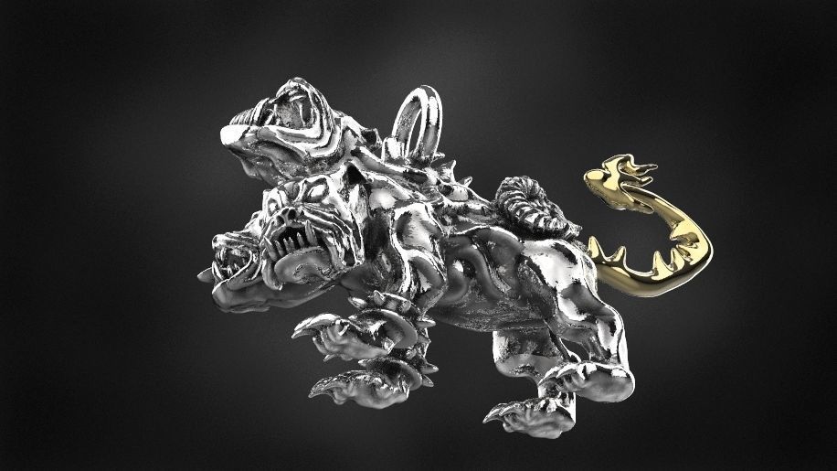 cerberus pendant  for 3d printing 3D print model gold silver 3D print model_5