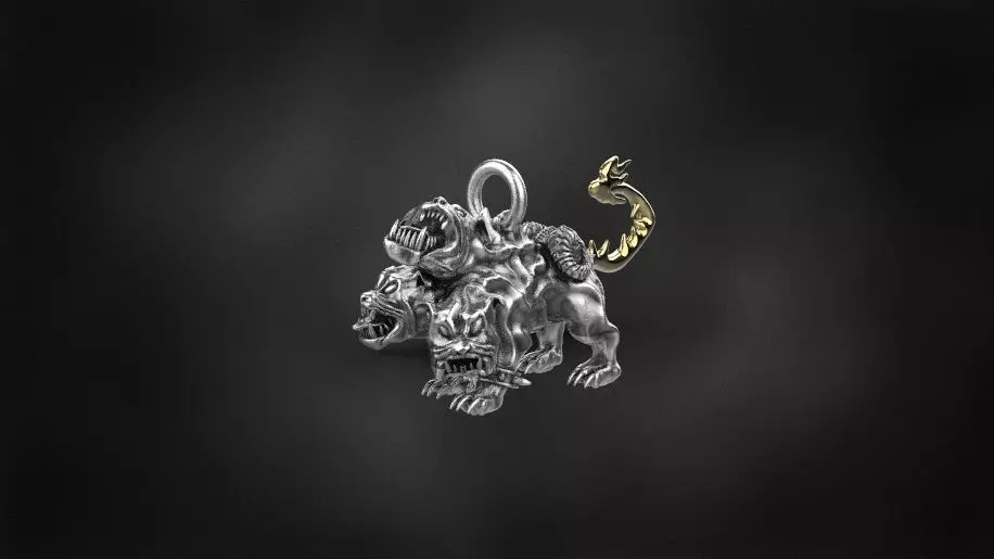 cerberus pendant  for 3d printing 3D print model gold silver 3D print model_0