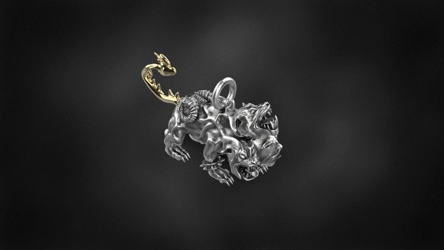 cerberus pendant  for 3d printing 3D print model gold silver 3D print model_3